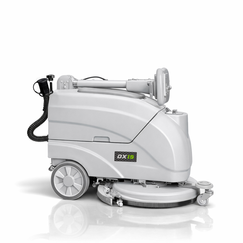 DX15 | Battery Autoscrubber, 15 in. With handle folded in storage position