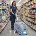 DX15 | Battery Autoscrubber, 15 inch in the narrow aisles of a general store or grocery store