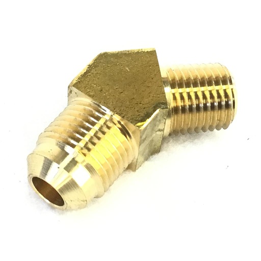 PT-F69614 | 45 Deg Elbow - 3/8 Male Flare x 1/4 MNPT Brass